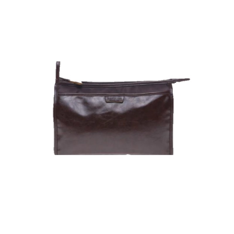 Stor makeup pung og taske i brun imiteret læder